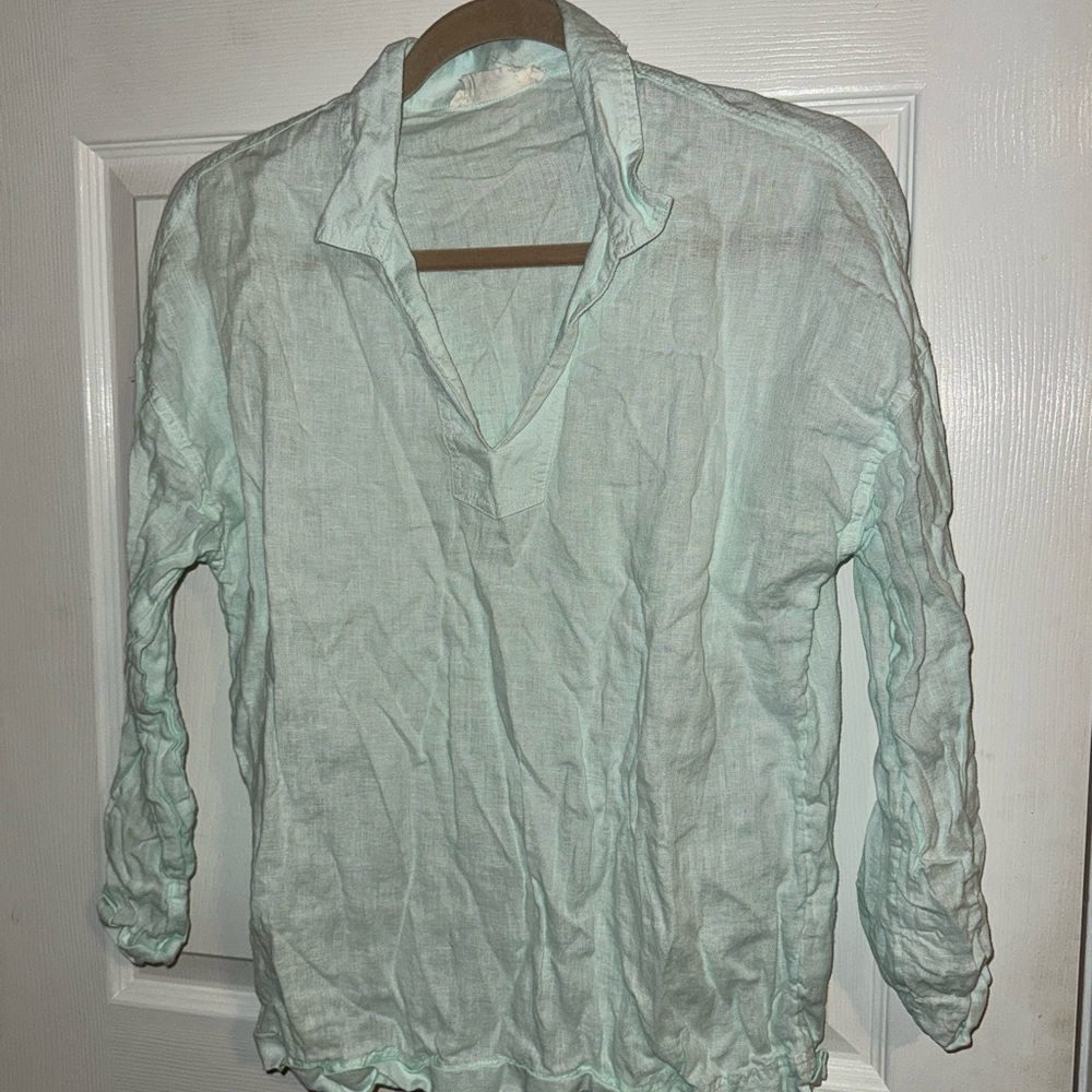 Men's Light Green Linen Shirt